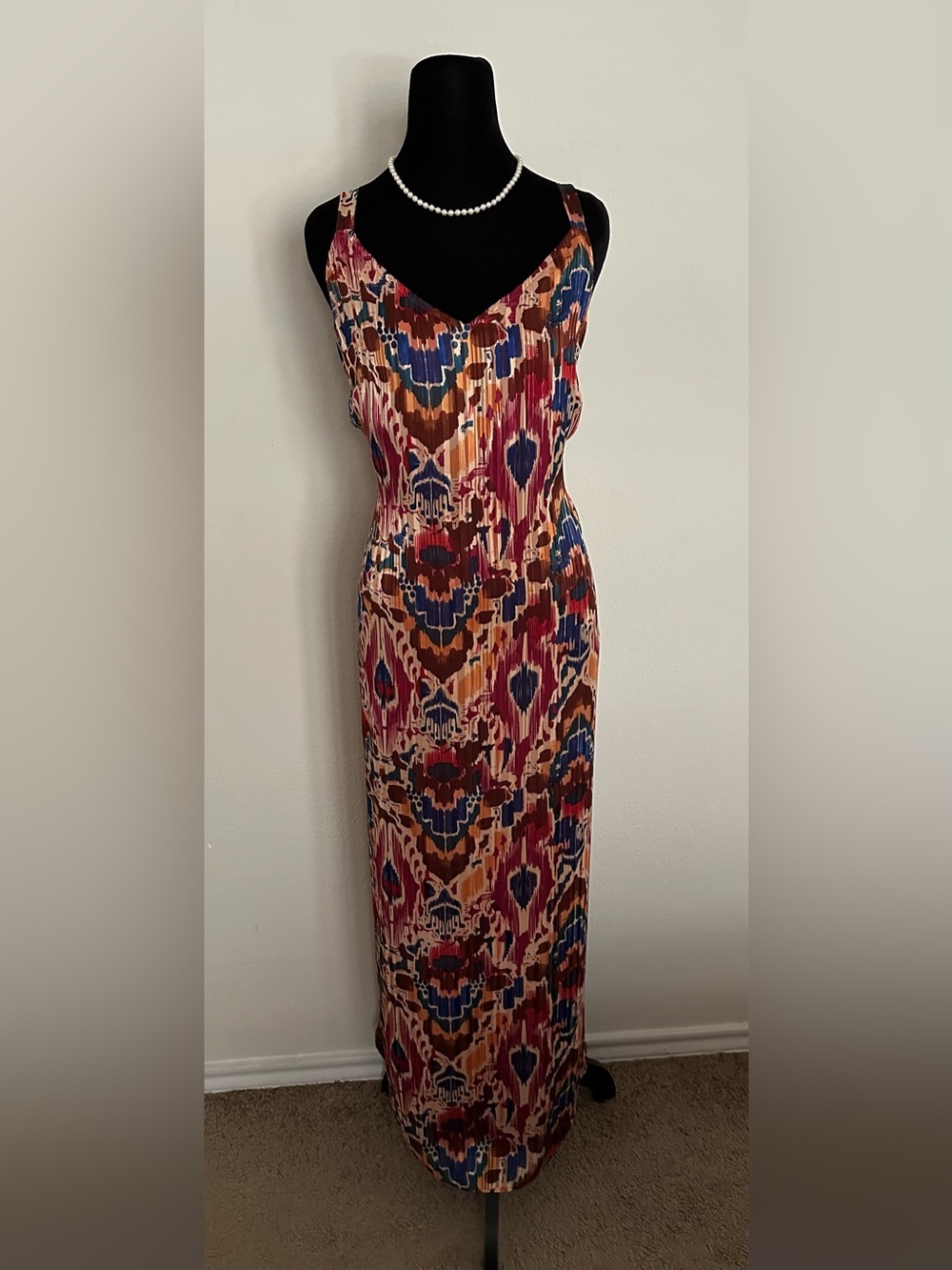 Vince Camuto Multicolor Ikat-Pleated Midi Dress Boho 1X Plus Size Women’s - Picture 2 of 12